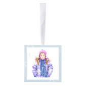 Snowflake Season's Greetings Foto Cube Kubus Ornament (Rechts)