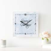 Snowflake Season's Greetings Wall Clock Vierkante Klok (Huis)
