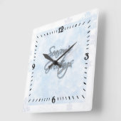 Snowflake Season's Greetings Wall Clock Vierkante Klok (Hoek)