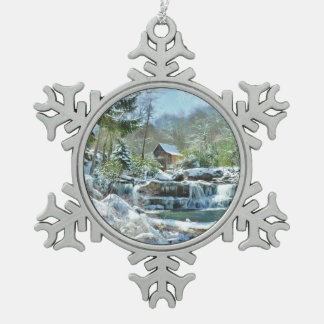 Snowflake-sierbloem met afbeelding van Glade Creek Tin Sneeuwvlok Ornament