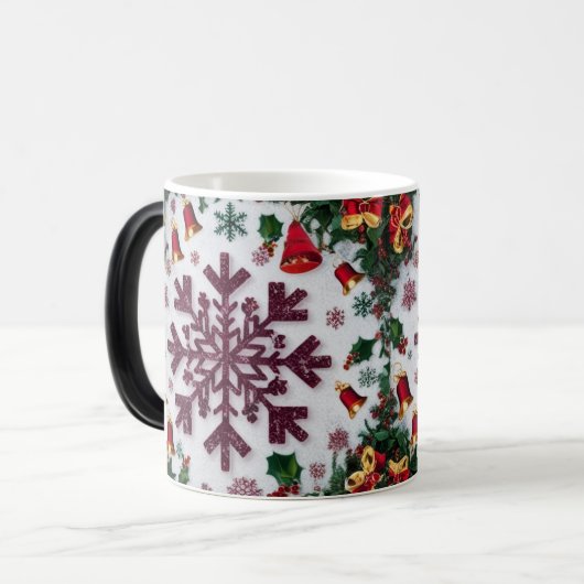 Snowflake Silhouettes Pattern Rustic Christmas Magische Mok (Voorkant links)