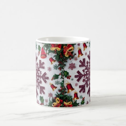 Snowflake Silhouettes Pattern Rustic Christmas Magische Mok (Center)