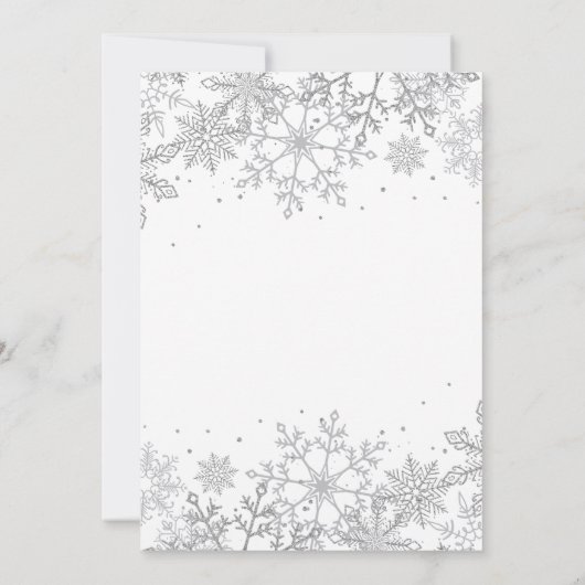 Snowflake Silver Glitter Baby shower Kaart (Achterkant)