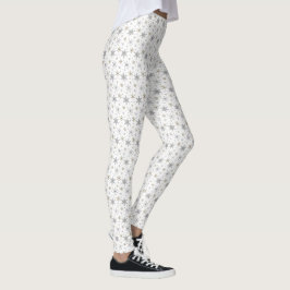 Snowflake Silver Gold Holiday White Leggings