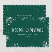 Snowflake Silver Green Snow Christmas Card Feestdagenkaart (Voorkant / Achterkant)