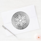 Snowflake Silver White, geschikt voor prettig kers Ronde Sticker (Envelop)