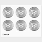 Snowflake Silver White, geschikt voor prettig kers Ronde Sticker (Vel)