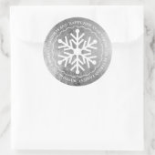 Snowflake Silver White, geschikt voor prettig kers Ronde Sticker (Tas)