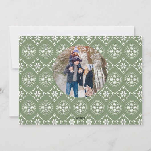 Snowflake Simple Festive 2-foto voor kerstmis Feestdagenkaart (Achterkant)
