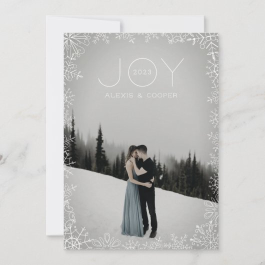 Snowflake Sketch Lijst White Holiday Card Feestdagenkaart (Voorkant)