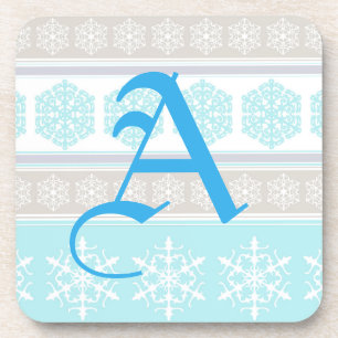 Snowflake Ski Sweater Powder Blue en beige Onderzetter