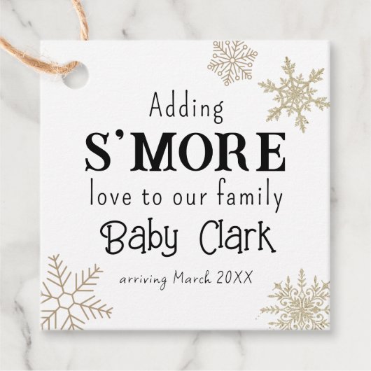 Snowflake S'more Love Baby Bedankjes Labels (Voorkant)