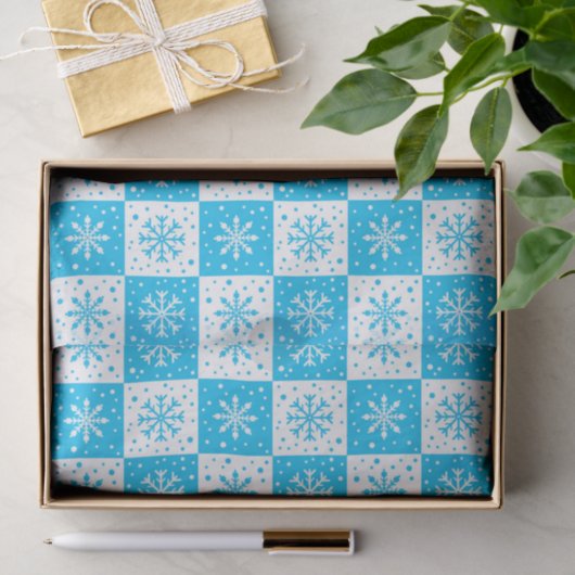 Snowflake & sneeuwpatroon (blauw) tissuepapier (Geschenk)