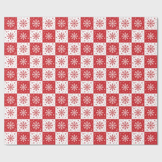 Snowflake & sneeuwpatroon (rood) cadeaupapier (Vlak)