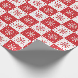 Snowflake & sneeuwpatroon (rood) cadeaupapier