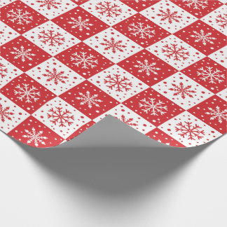 Snowflake & sneeuwpatroon (rood) cadeaupapier