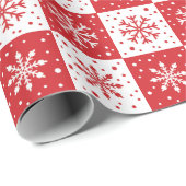 Snowflake & sneeuwpatroon (rood) cadeaupapier (Rol Hoek)