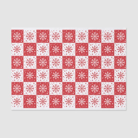 Snowflake & sneeuwpatroon (rood) tissuepapier (Voorkant)
