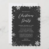 Snowflake Snow Black White Plaid Christmas Party Kaart (Voorkant)