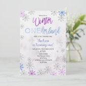 Snowflake Snow Onederland First Birthday Invite Kaart (Staand voorkant)