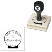 Snowflake Snowglobe met Kerstmis Opslaan Datum Rubberstempel (Gestempeld)