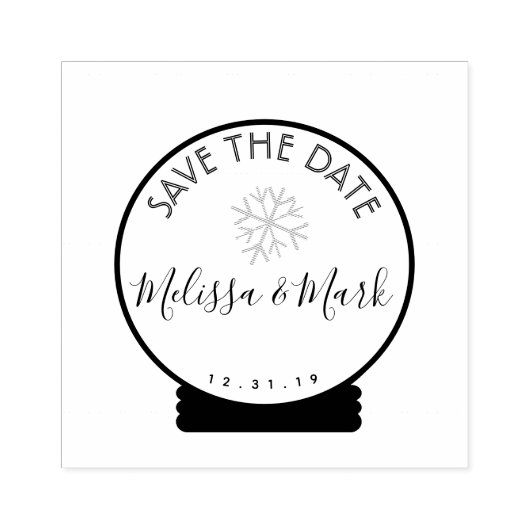 Snowflake Snowglobe met Kerstmis Opslaan Datum Rubberstempel (Afrduk)