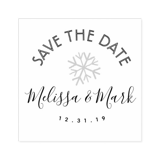 Snowflake Snowglobe Winter Save the Date Rubberstempel (Afrduk)