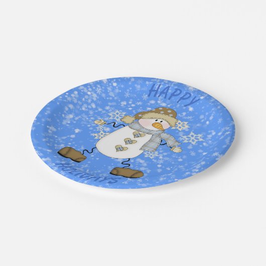 Snowflake Snowman Blue Papieren Bordje (Gekanteld)