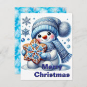 Snowflake Snowman Christmas Kaart (Voorkant / Achterkant)