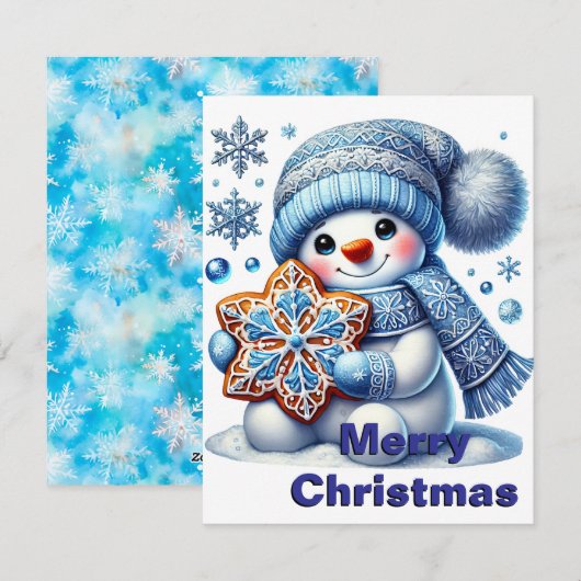 Snowflake Snowman Christmas Kaart (Voorkant / Achterkant)