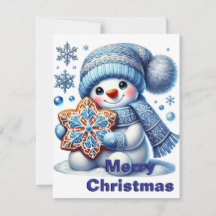 Snowflake Snowman Christmas Kaart