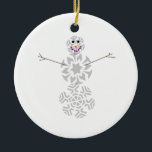 Snowflake Snowman Ornament<br><div class="desc">3 verschillende sneeuwvlokken hebben de vorm van een sneeuwpop.</div>