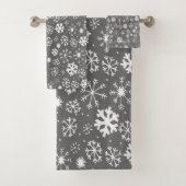 Snowflake Snowstorm met grijze achtergrond Bad Handdoek (Insitu)