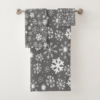 Snowflake Snowstorm met grijze achtergrond Bad Handdoek