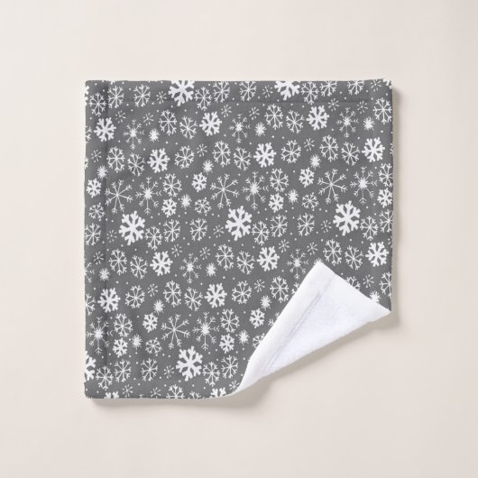Snowflake Snowstorm met grijze achtergrond Bad Handdoek (Wasdoekje)