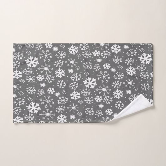 Snowflake Snowstorm met grijze achtergrond Bad Handdoek (Handdoek)