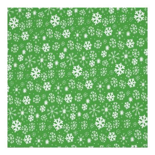 Snowflake Snowstorm met groene achtergrond Foto Afdruk (Voorkant)