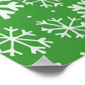 Snowflake Snowstorm met groene achtergrond Poster (Hoek)