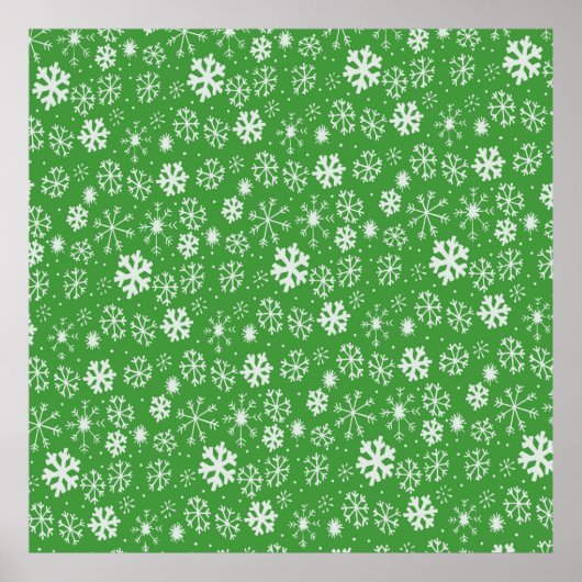 Snowflake Snowstorm met groene achtergrond Poster (Voorkant)