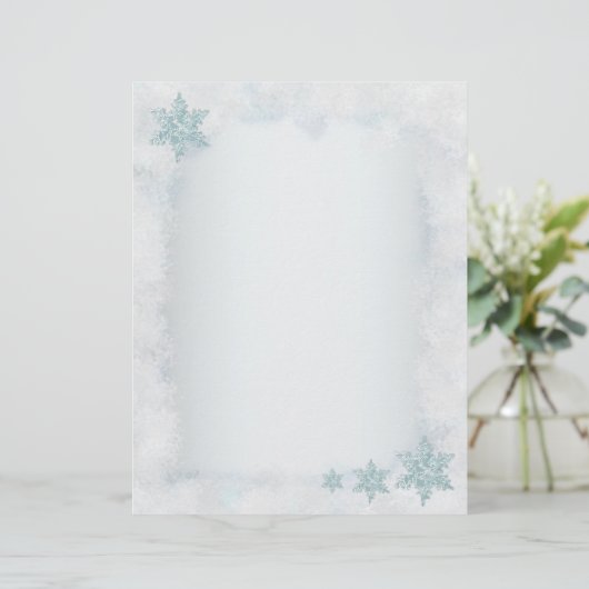 Snowflake snowy sjabloon kerstbriefjes (Staand voorkant)