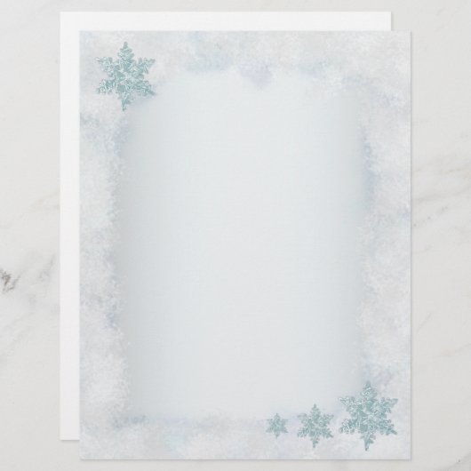 Snowflake snowy sjabloon kerstbriefjes (Voorkant / Achterkant)