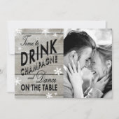 Snowflake sparen de Tijd van de Datum om Champagne Save The Date (Voorkant)