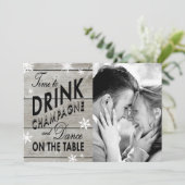 Snowflake sparen de Tijd van de Datum om Champagne Save The Date (Staand voorkant)