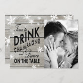Snowflake sparen de Tijd van de Datum om Champagne Save The Date (Voorkant / Achterkant)