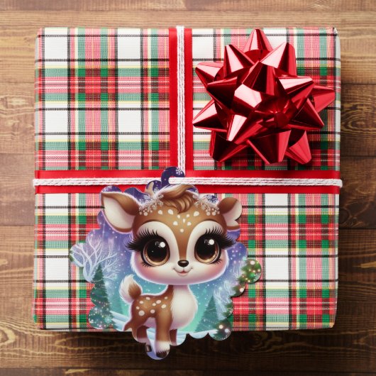 Snowflake Sparkle Baby Reindeer Ornament Kaart (Insitu (Geschenk))