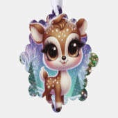 Snowflake Sparkle Baby Reindeer Ornament Kaart (Links)