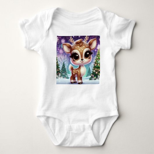 Snowflake Sparkle Baby Reindeer Romper (Voorkant)
