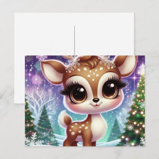 Snowflake Sparkle Baby Reindeer Uitnodiging Briefkaart (Voorkant / Achterkant)