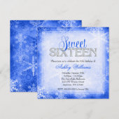 Snowflake Sparkle Blue Winter Wonderland Sweet 16 Kaart (Voorkant / Achterkant)