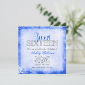 Snowflake Sparkle Blue Winter Wonderland Sweet 16 Kaart (Staand voorkant)